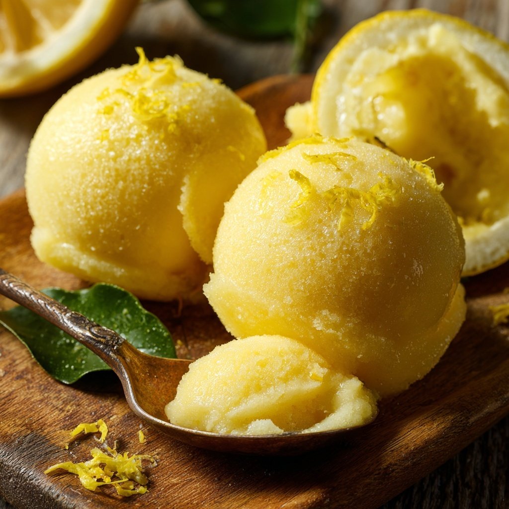 Meyer Zitronen Sorbet Erfrischung