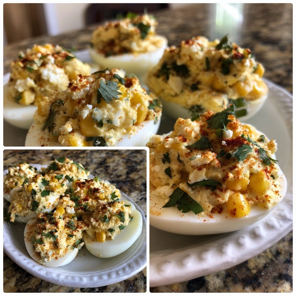 Mexikanischer Straßenmais gefüllte Eier