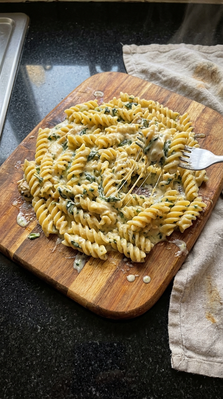 Cremige Hähnchen Spinat Pasta