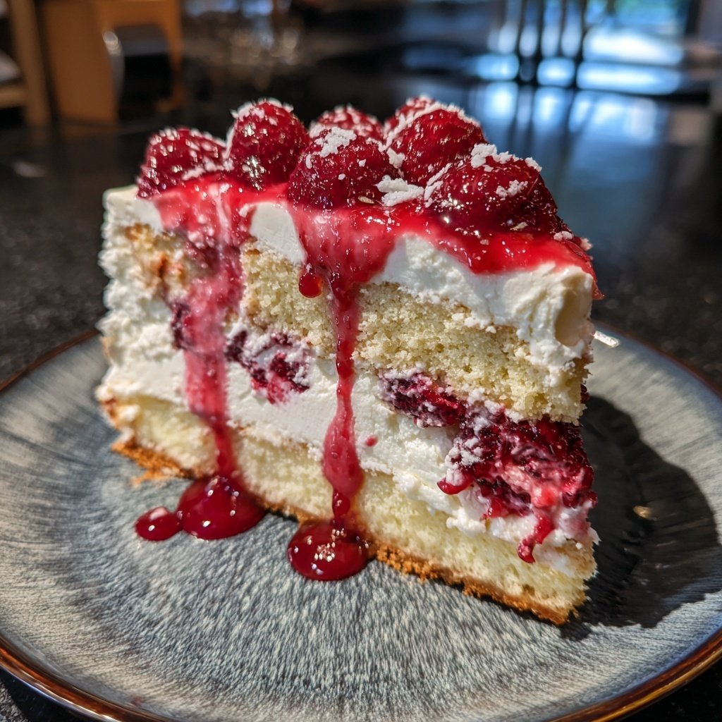 Einfache Himbeer-Vanille Torte