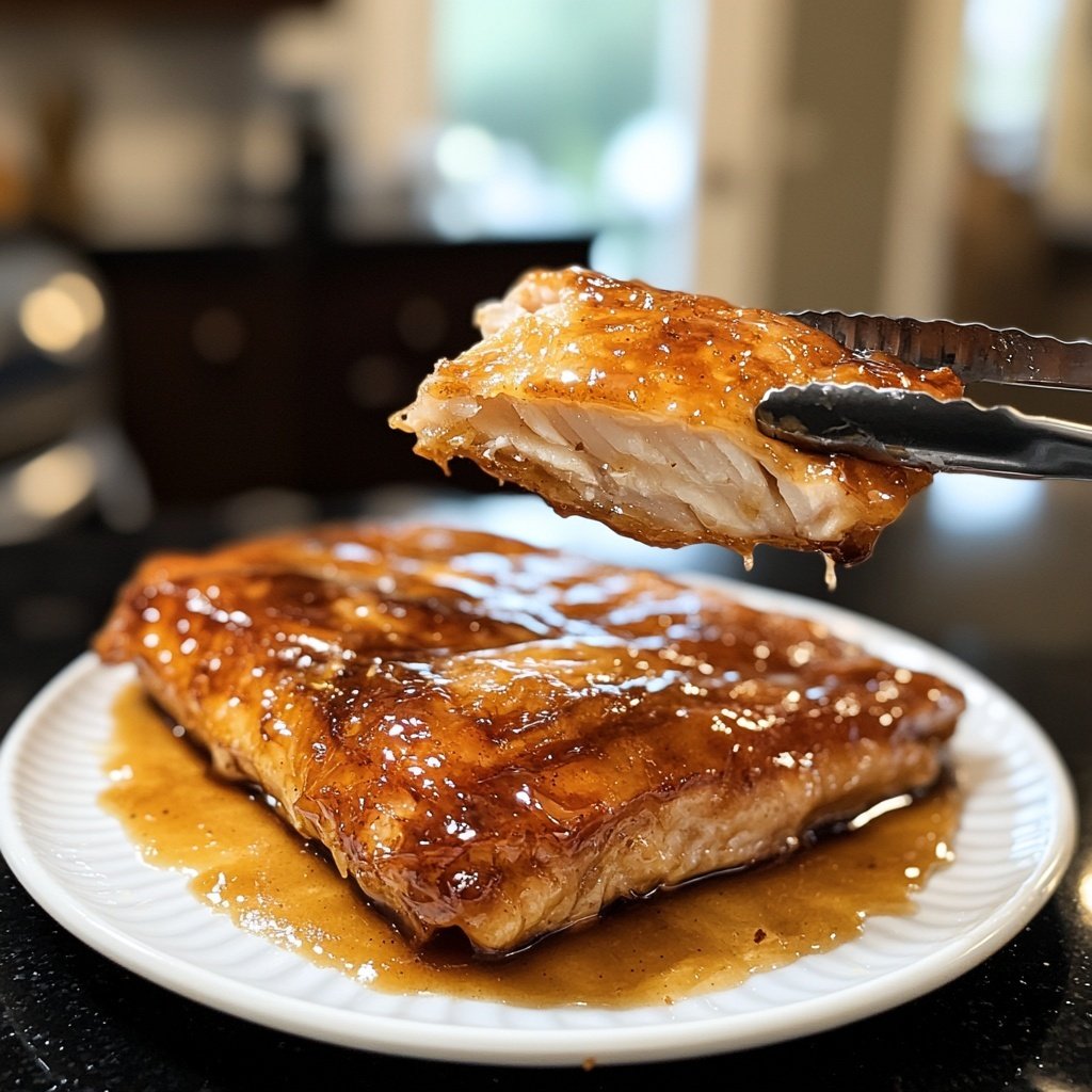 Glasiertes Honig-Senf-Lachsfilet aus dem Ofen