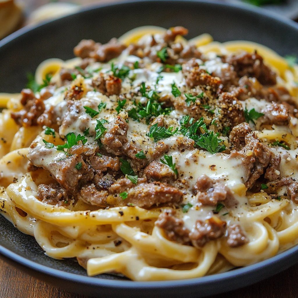Türkische Pasta mit Hackfleisch und Joghurt-Sauce