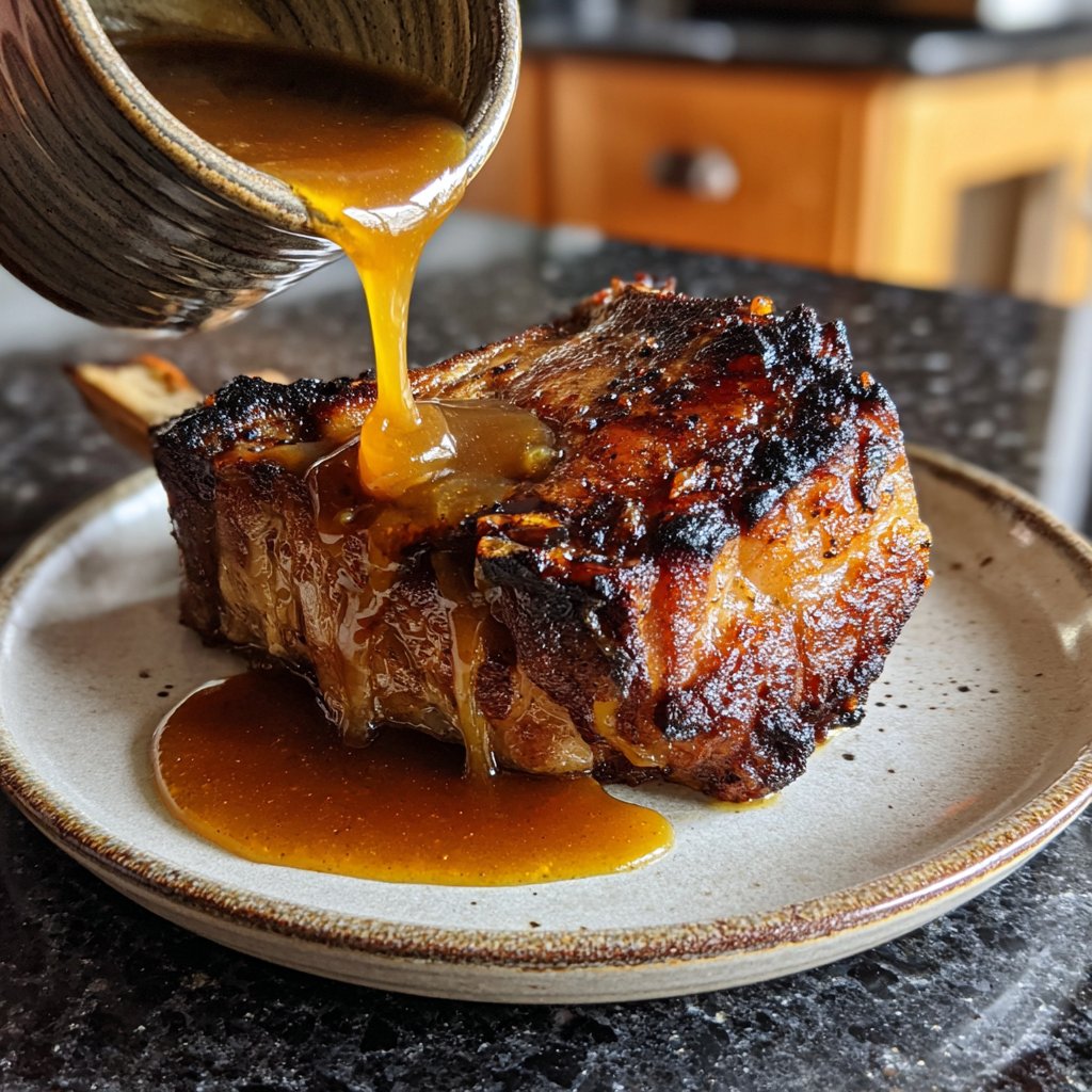 Gebratene Schweinekotelett Apfelsauce Sauce