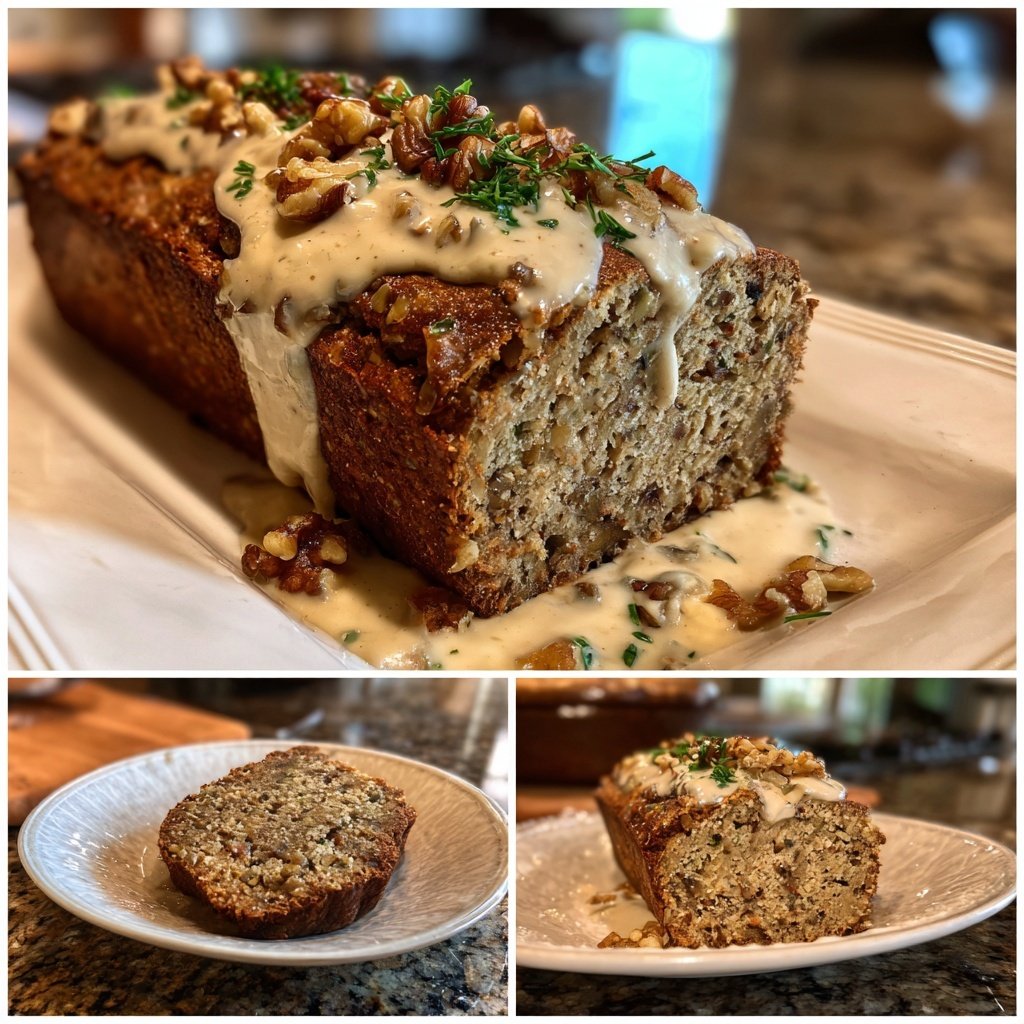 Vegetarischer Nussbraten mit Pilzrahmsoße​