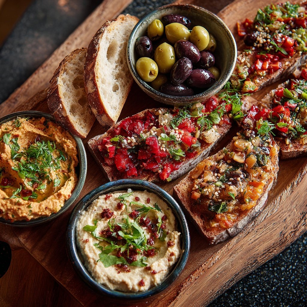 Silvester Tapas Platte mit Dips