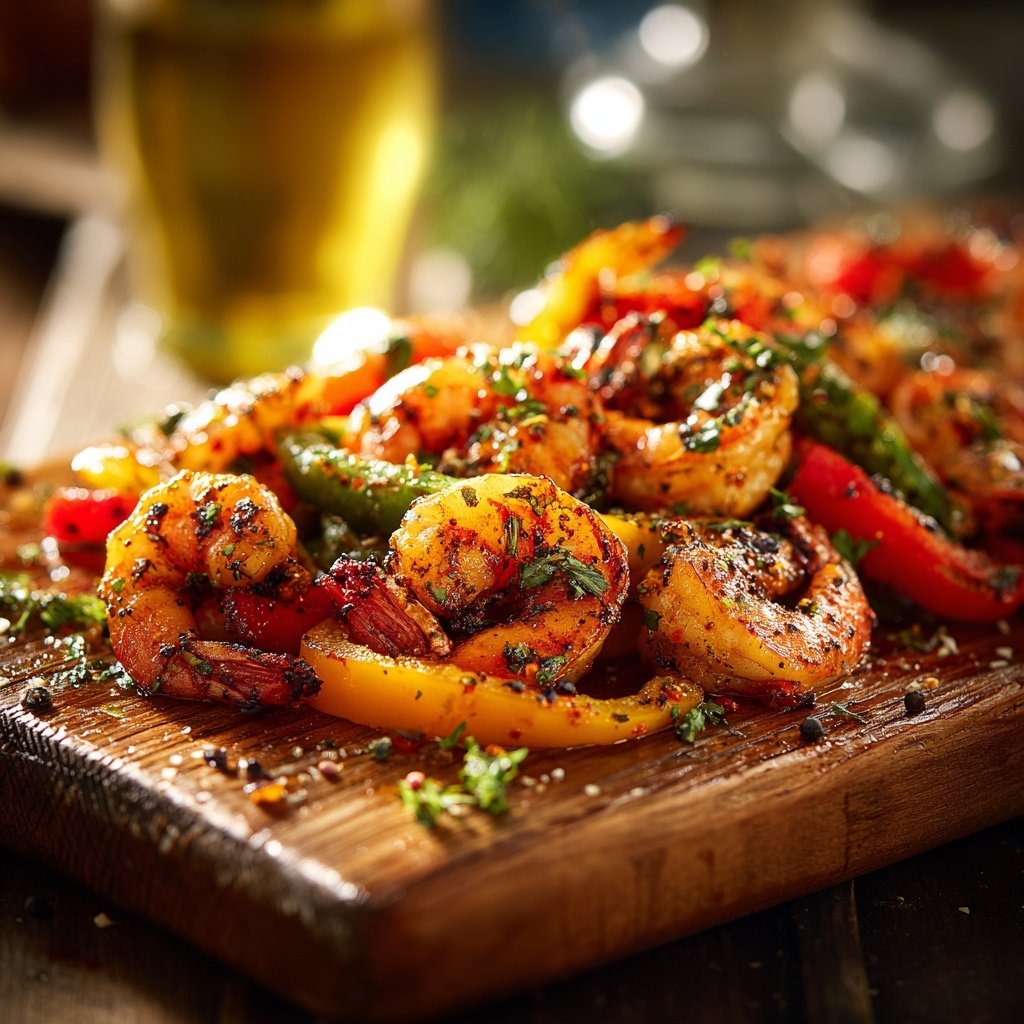 Gegrillte Garnelen mit Paprika