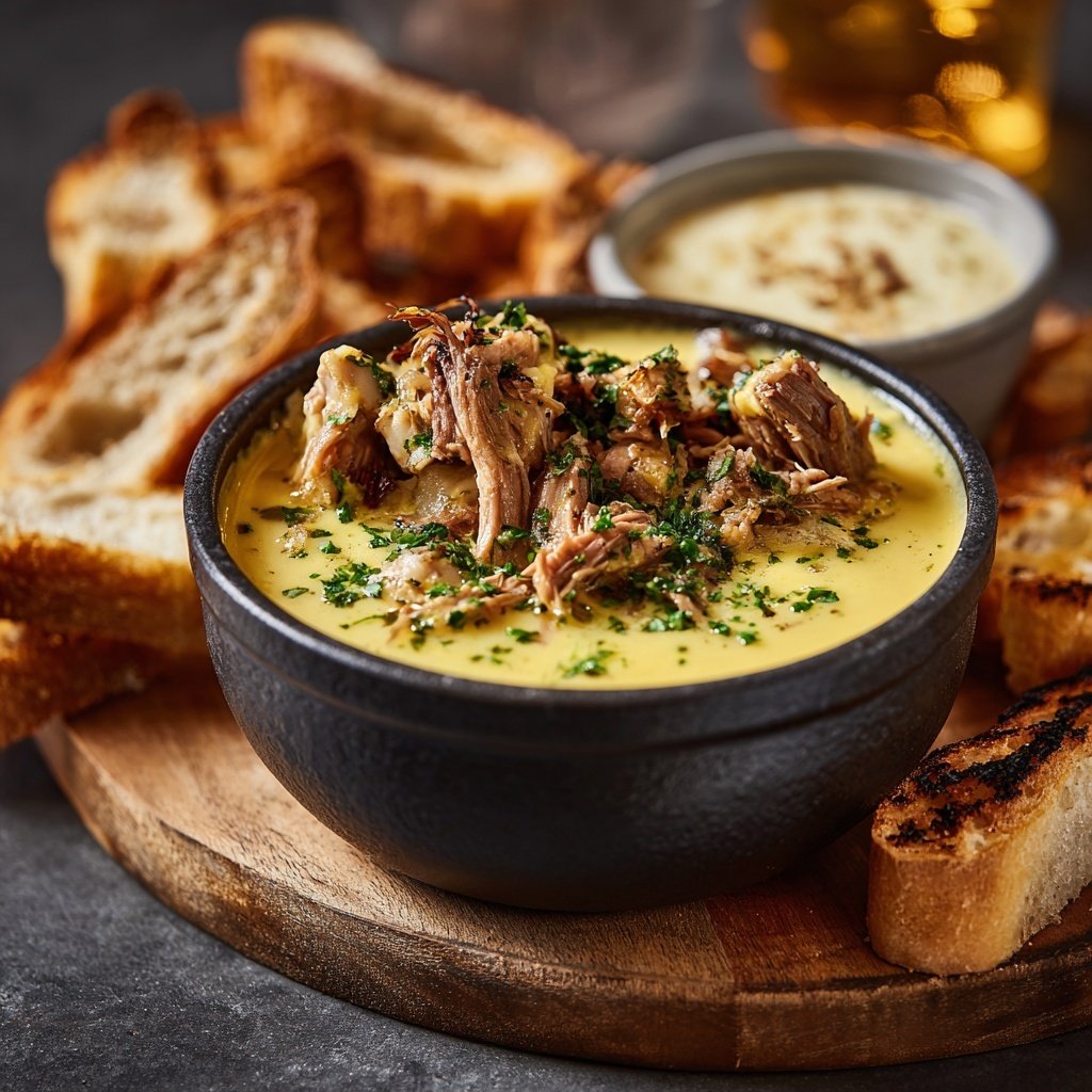 Weihnachtsfondue mit Rind, Geflügel und drei Dips​