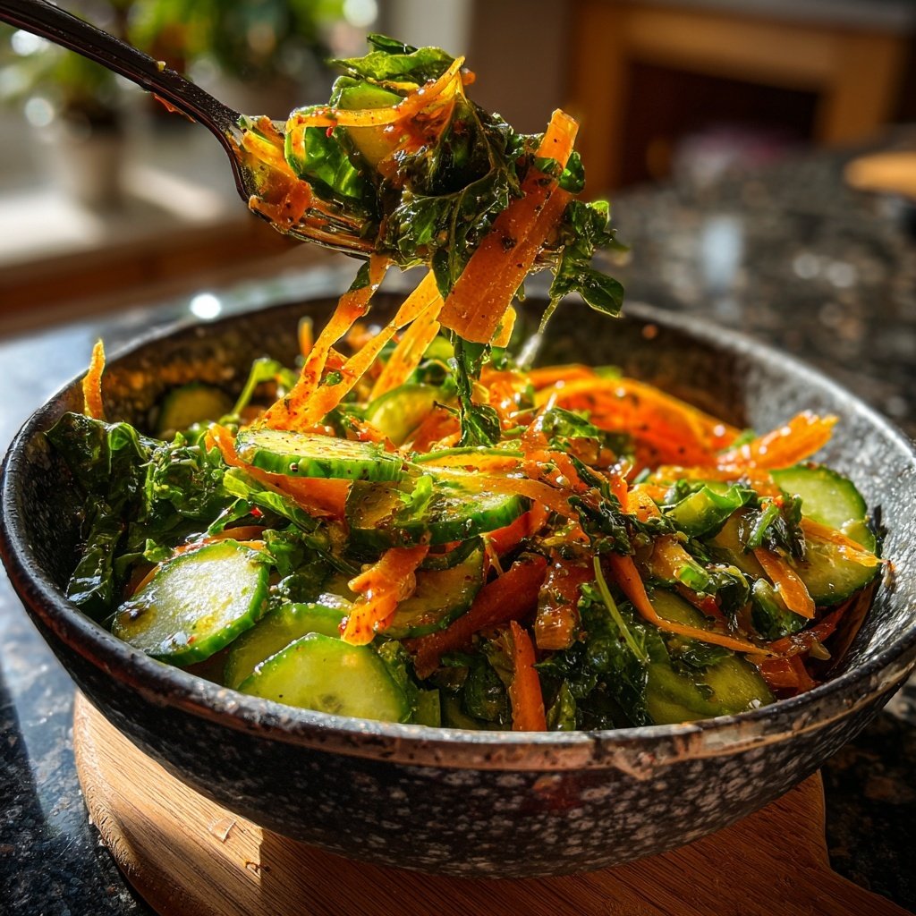 Lebhafter Gurkensalat mit Karotten