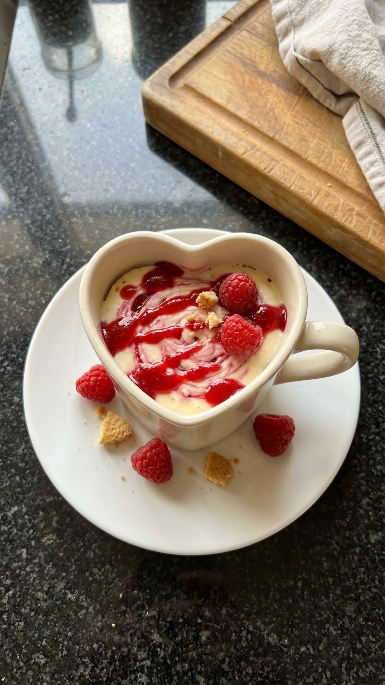 Himbeer Käsekuchen Herz Becher