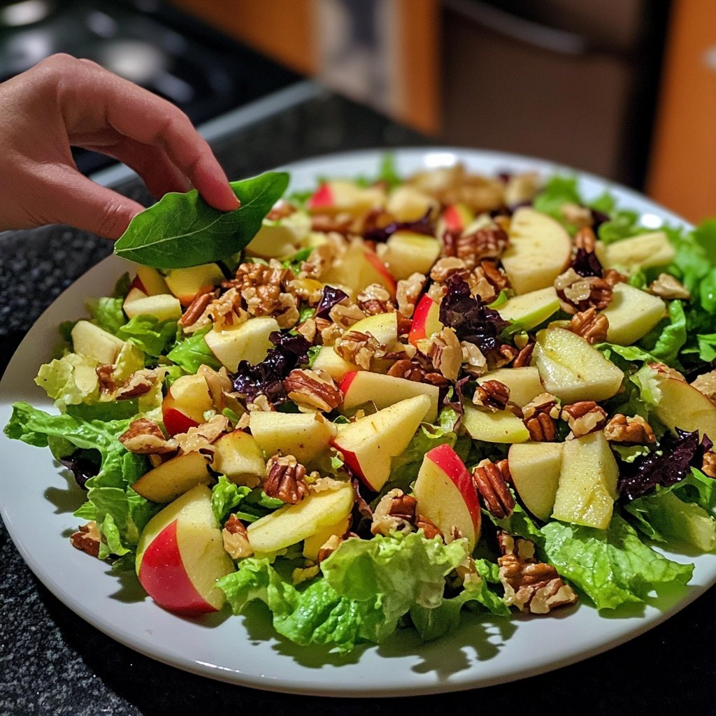 Blattsalat mit Äpfeln