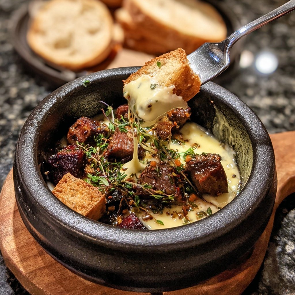 Fleischfondue mit Rinderfilet Würfeln
