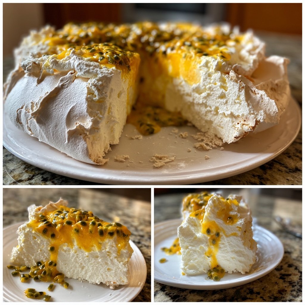 Limoncello Pavlova mit Passionsfrucht