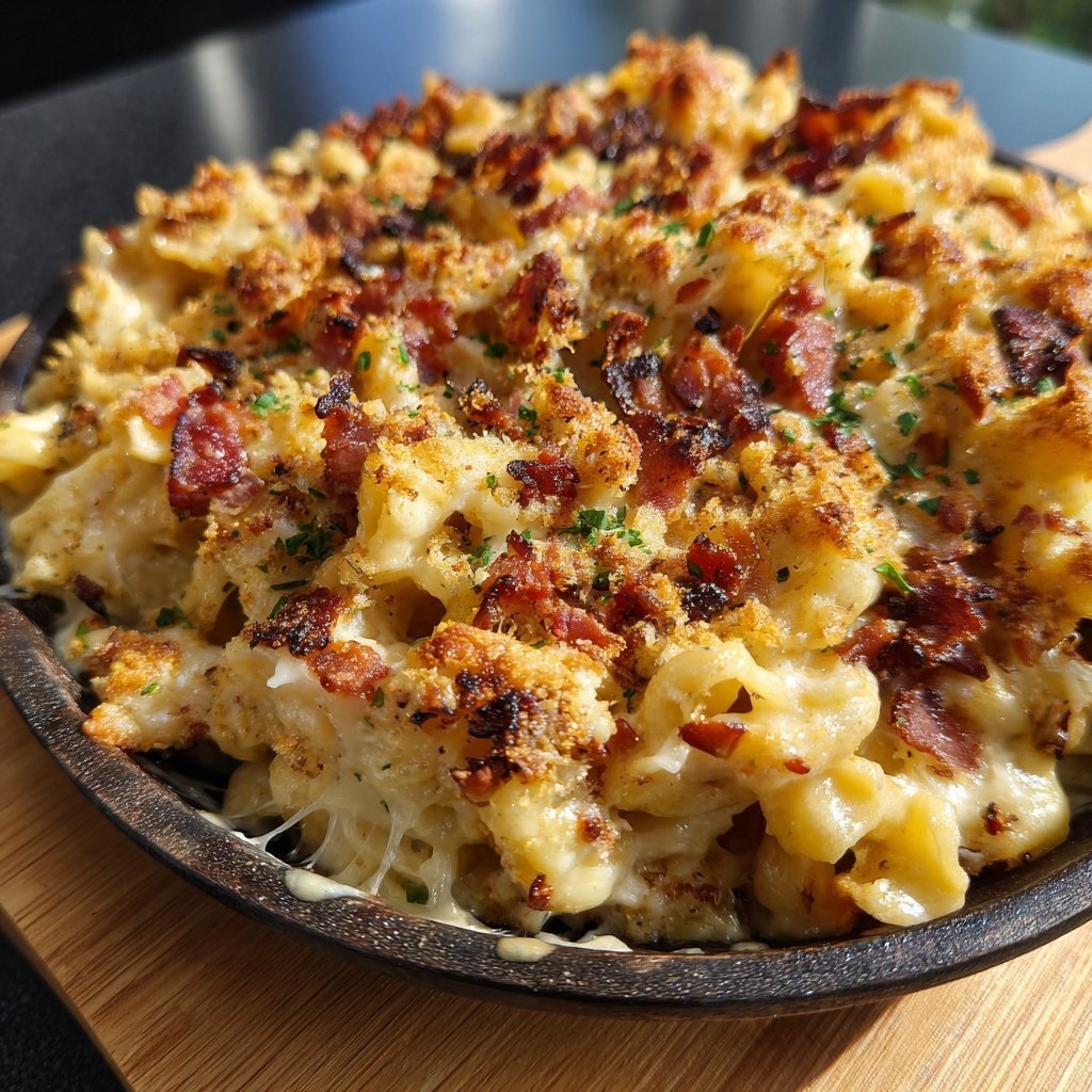 Käsespätzle mit Speck und Zwiebeln